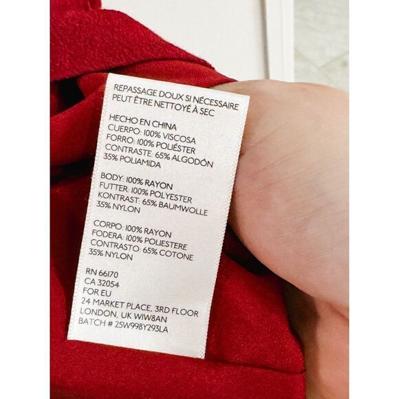 Anthropologie Kimchi Blue Gorgeous Red Dress W/ Lace Back EUC Sz 0 - Picture 5 of 5